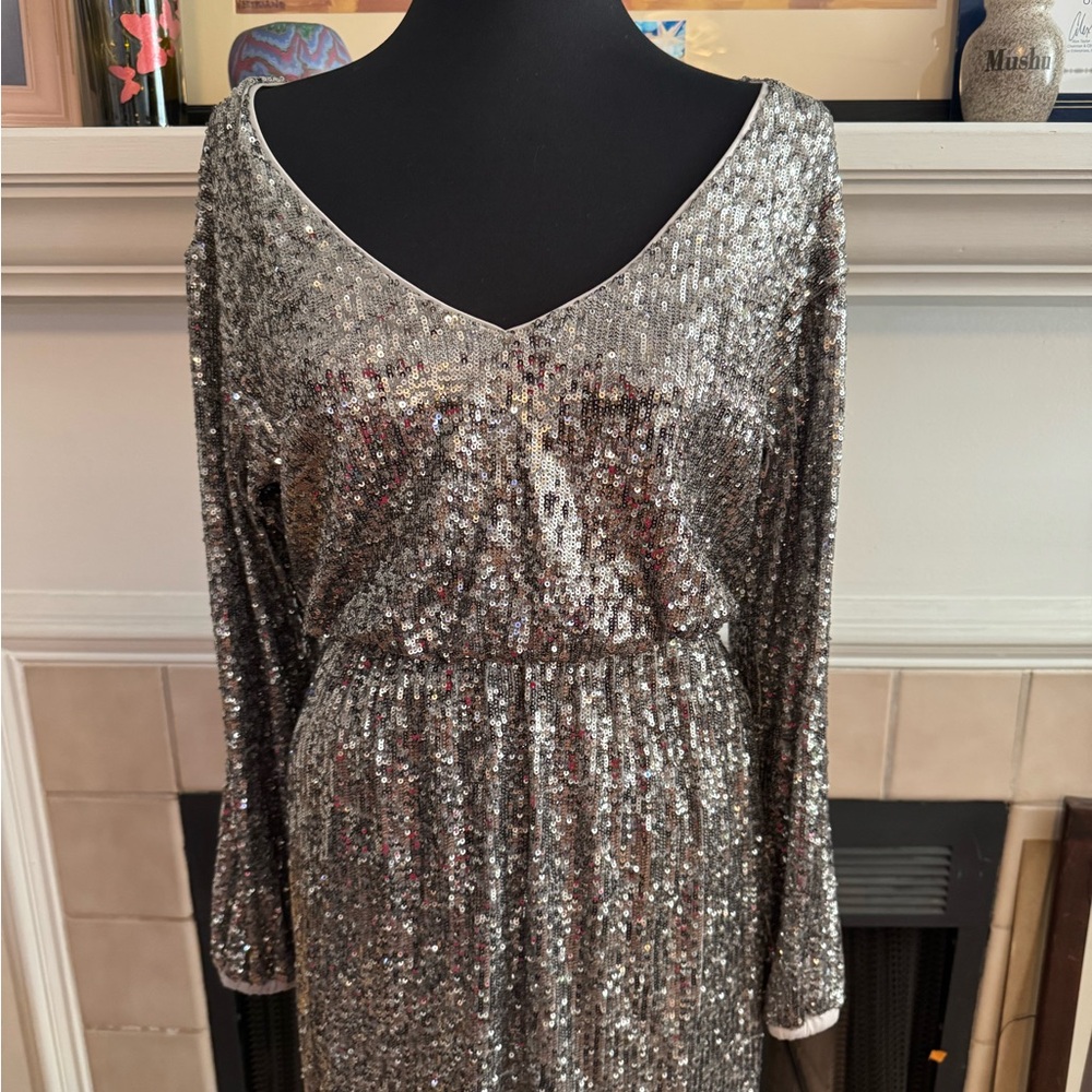 Burnt Silver Sequin Formal Mini Dress